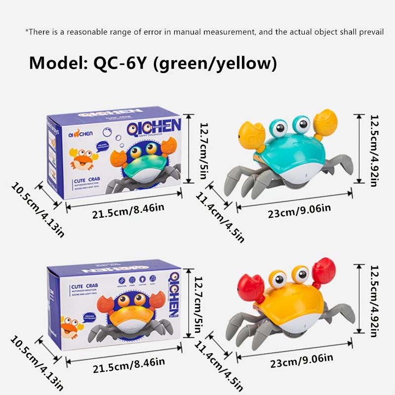 Electric Sensing Toy Crab Realistic Crawling Automatic Avoidance Adjustable Volume Speed ABS Material USB Charging Green Orange