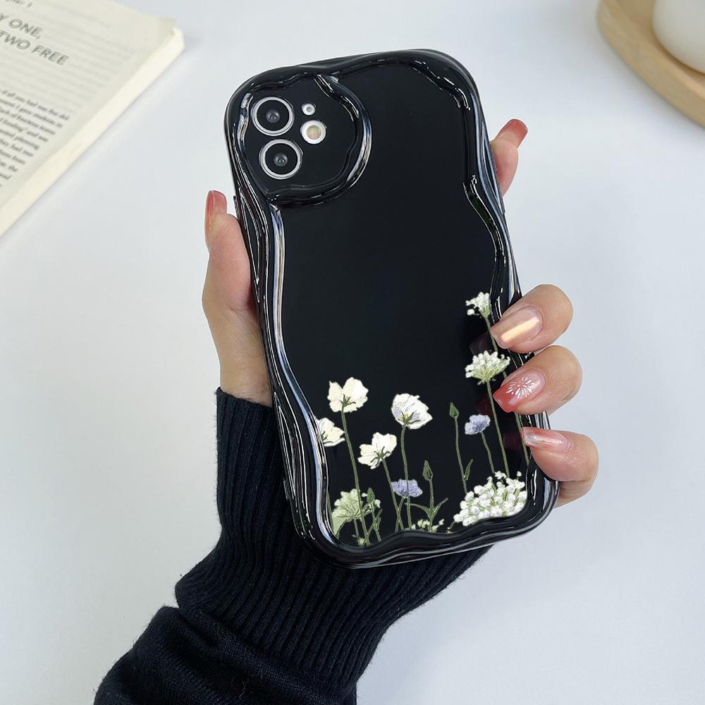 N93 Peony Soft Wavy Phone Cases for iPhone 14 Pro Max 13 Mini 15 Plus XR 7 8 6 XS Max 12 11 Protective Bumper Cover