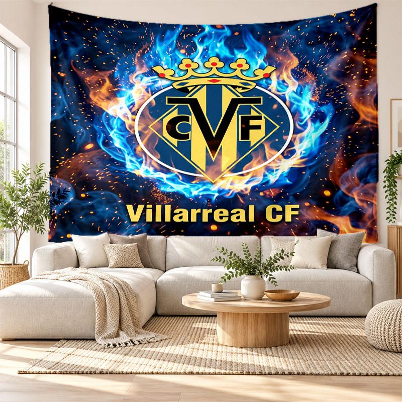 Villarreal FC Wall Tapestry, Soft Fabric Wall Hanging, Decorative Backdrop For Bedroom Home Wall Art