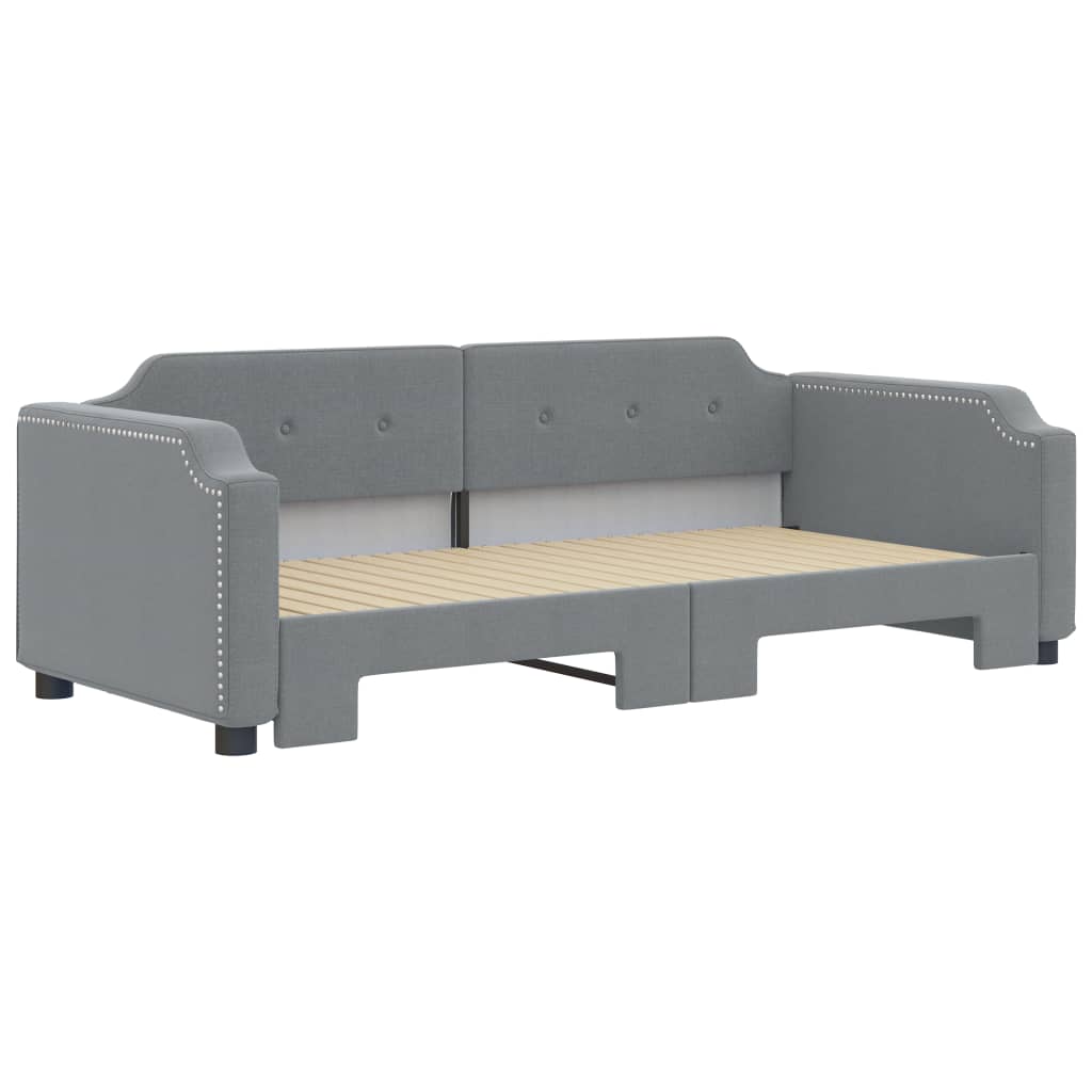 2 In 1 Pull Out Daybed Light Grey 90 X 190 Cm Fabric