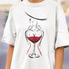 Linienkunst Weinglas T-Shirt: Minimalistisches Damen-T-Shirt
