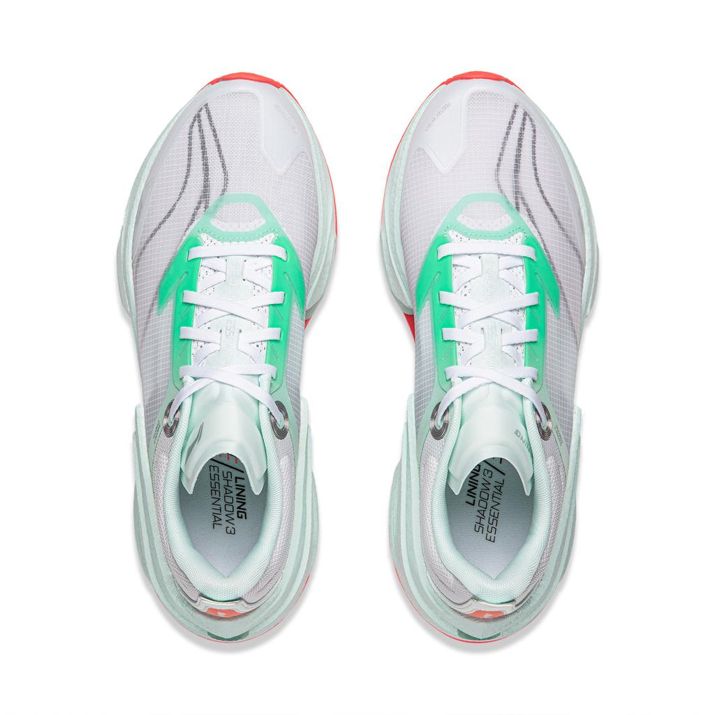 Li Ning Shadow 3 Essential Cushioning Abrasion Resistant Low top Casual Running Shoes Men's White Green ARRW003-8