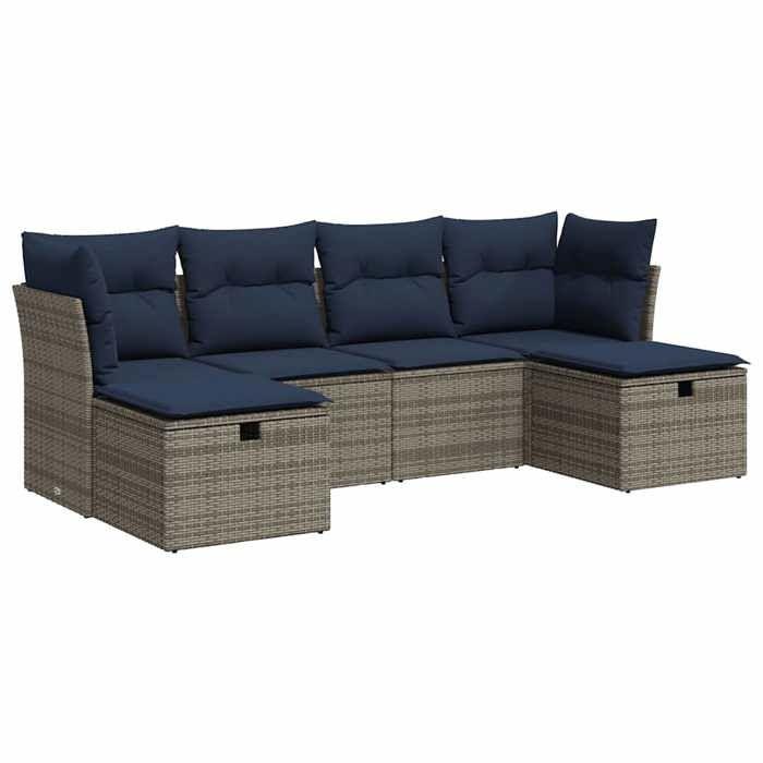 VidaXL Garden Lounge Set 6 Pcs with Grey Cushions Wicker 3325327