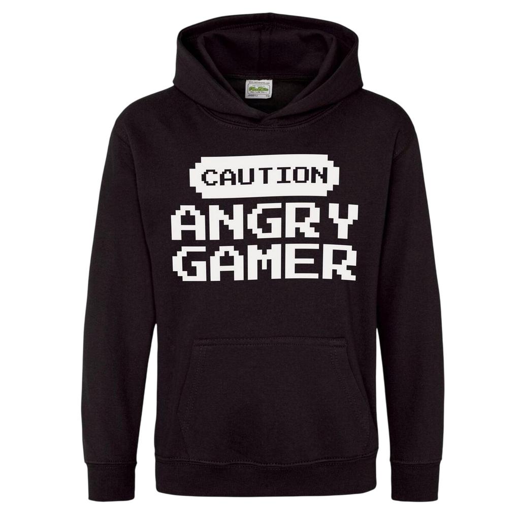 AWD Childrens/Kids Caution Angry Gamer Hoodie