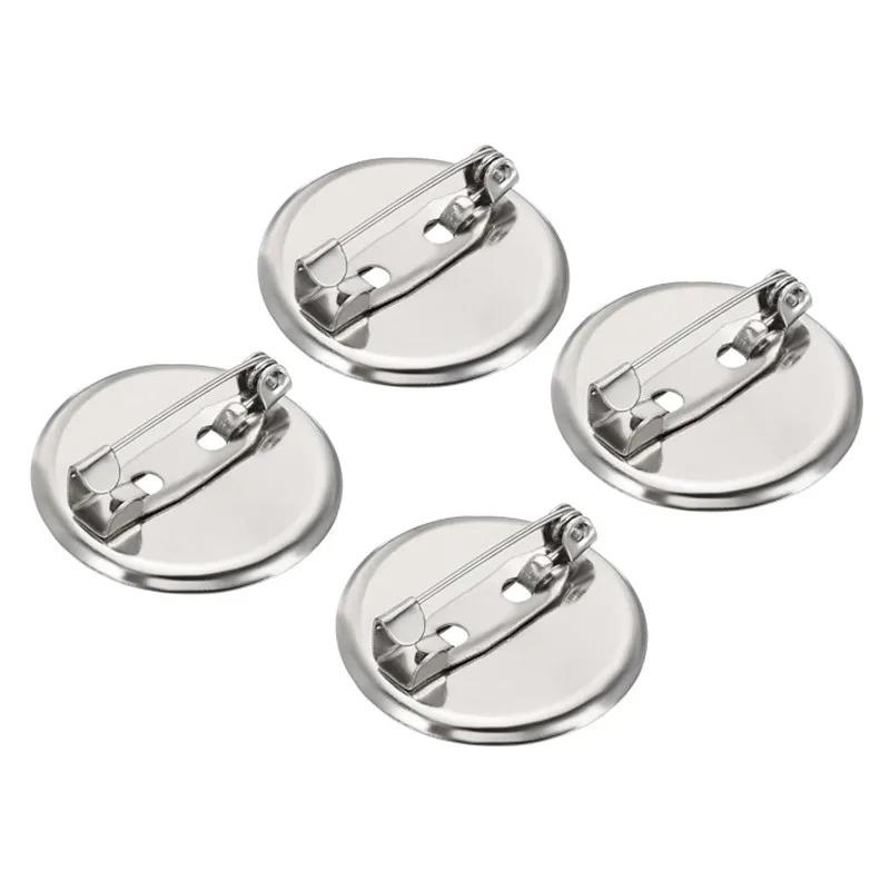 50pcs 15mm/20mm/30mm Silver Brooch Clasps Pin Disk Base Disc Blank Flat Trays for DIY Jewelry Craft Making Accessories