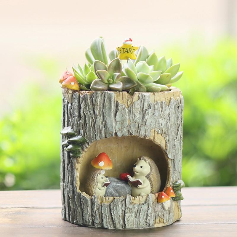 Baumhaus Tiere Blumentopf Harz Schreibtisch Cartoon Pflanzgefäße Verwendet als Sukkulenten-Blumentopf Stiftehalter Attraktiv Exquisit