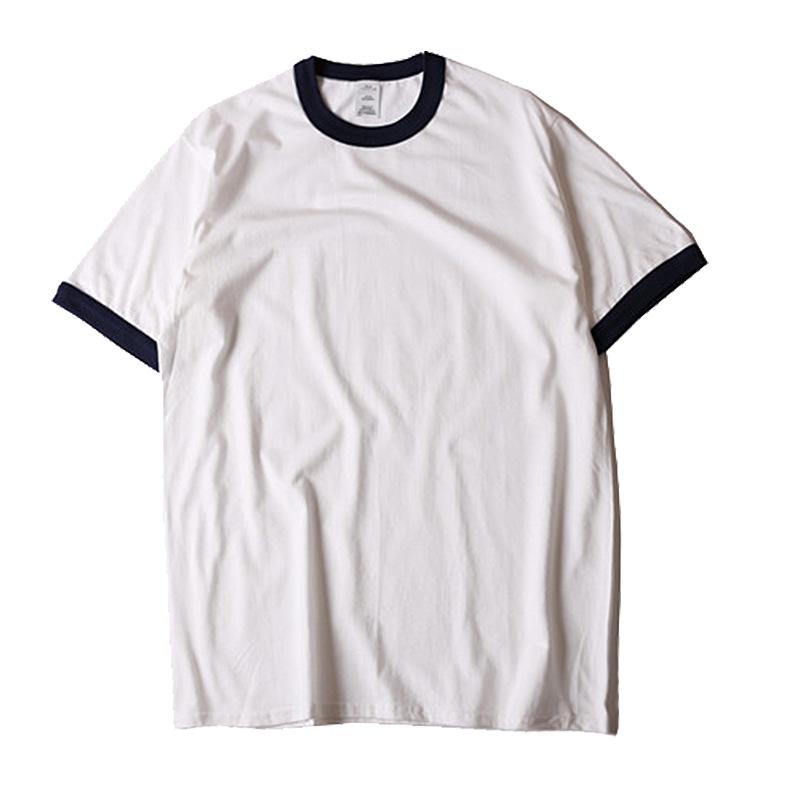 

2024 Unisex High Street Quick-Dry Crew Neck Cotton T-Shirt - Color Block Trim, Short Sleeve Casual Menswear XXL