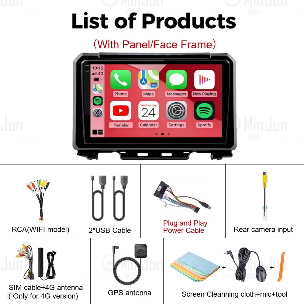 9" Android 14 Carplay Car Radio For Suzuki Jimny 2018 2019 2020 Navigation GPS Multimedia Player Stereo BT DSP WIFI+4G Auto