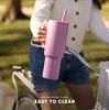 40 oz Becher mit Griff und Strohhalm, Thermos-Wasserflasche aus Edelstahl mit freundlicher Reise-Kaffeetasse für heißes/kaltes Wasser