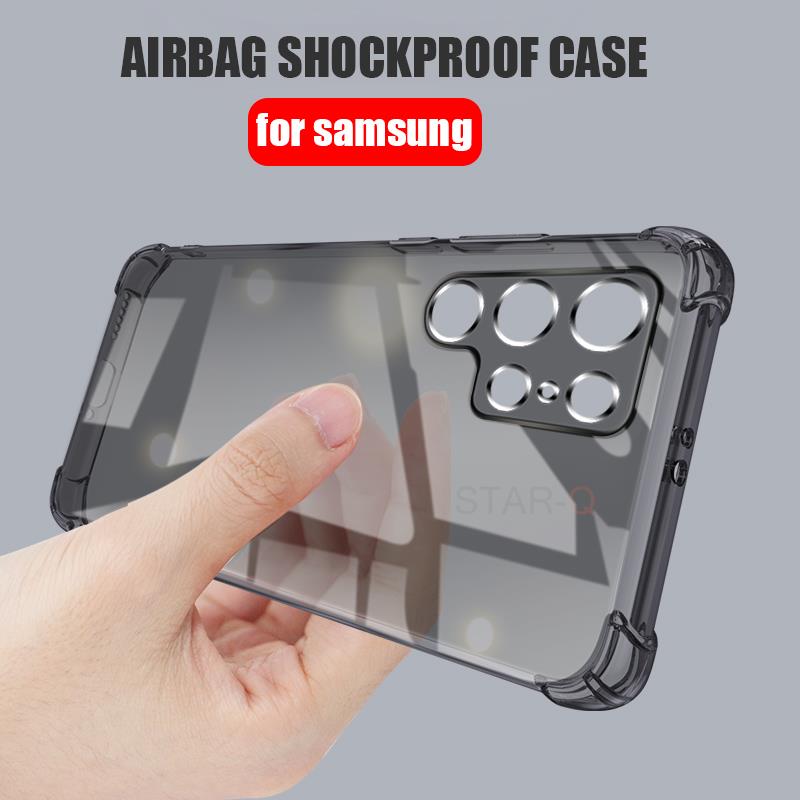 S 23 22 21 20 Airbag Shockproof Black Transparent Case For Samsung Galaxy S23 S22 S21 S20 Fe Plus Ultra g Silicone Back Cover