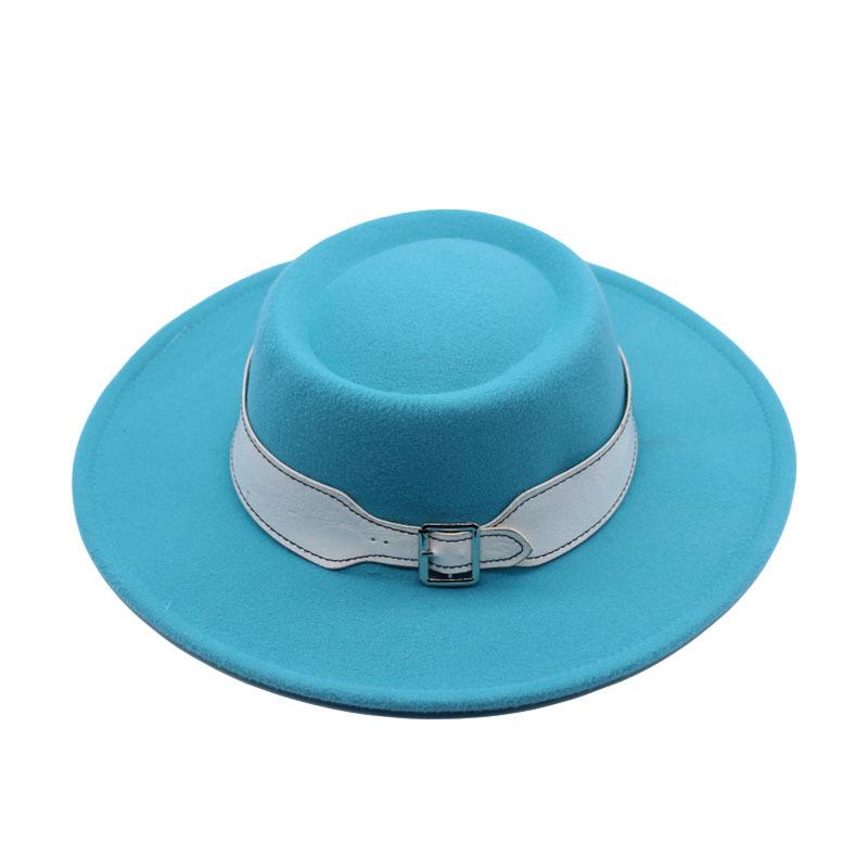 European and American fashion autumn and winter woolen top hat women, British retro temperament big-brimmed jazz hat women's concave felt hat