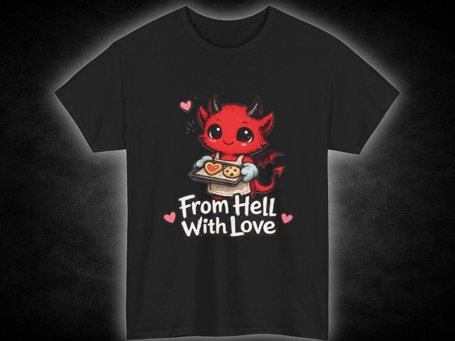 Cute Devil Serving Cookies tee | From Hell With Love graphic t-shirt 2XL