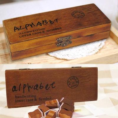 Hand Ledger Diary: 42-Piece Cursive & Number Stamp Set - Uppercase & Lowercase Options Available