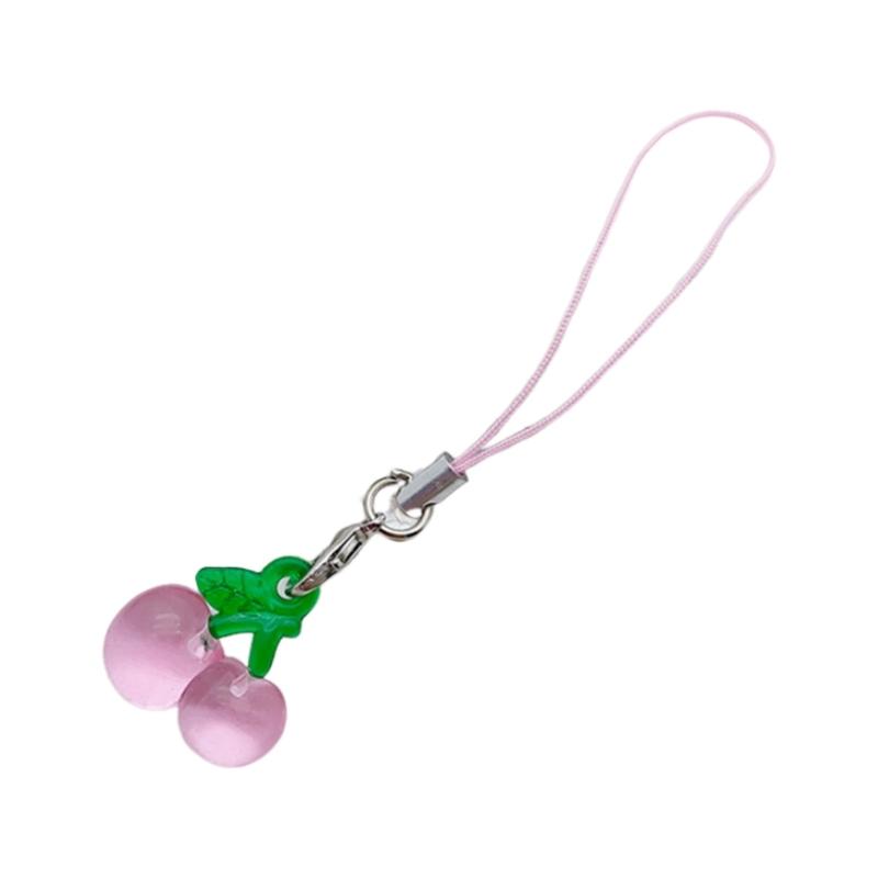 Fashion Cherry Strawberry Peaches Pendant Phone Straps Lanyard Pocket Keychain Strap Backpack Charm Key Decoration Chain