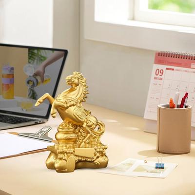2026 Sternzeichen Statue Chinesisches Neujahrs Glücksbringer Pferde Statue Heimdekoration Sternzeichen Pferd Skulptur Goldene Feng Shui Pferde Skulptur