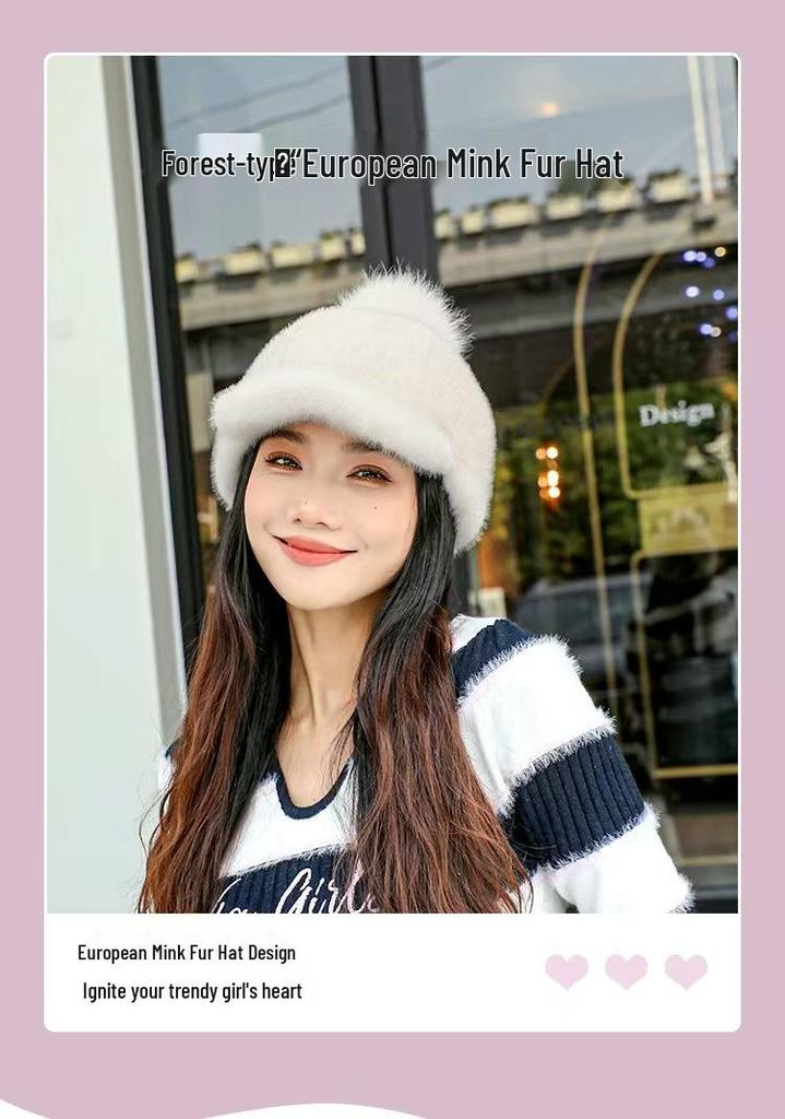 Women's Winter Faux Mink Fur Hat - Thick, Warm, Trendy Knight Hat Baseball Cap