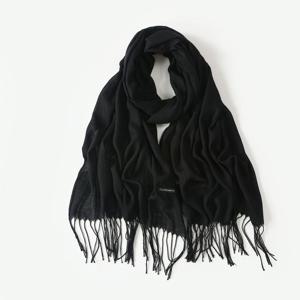 Trendy Niche Silk Scarf: Bamboo Yarn Tassel Shawl for Women