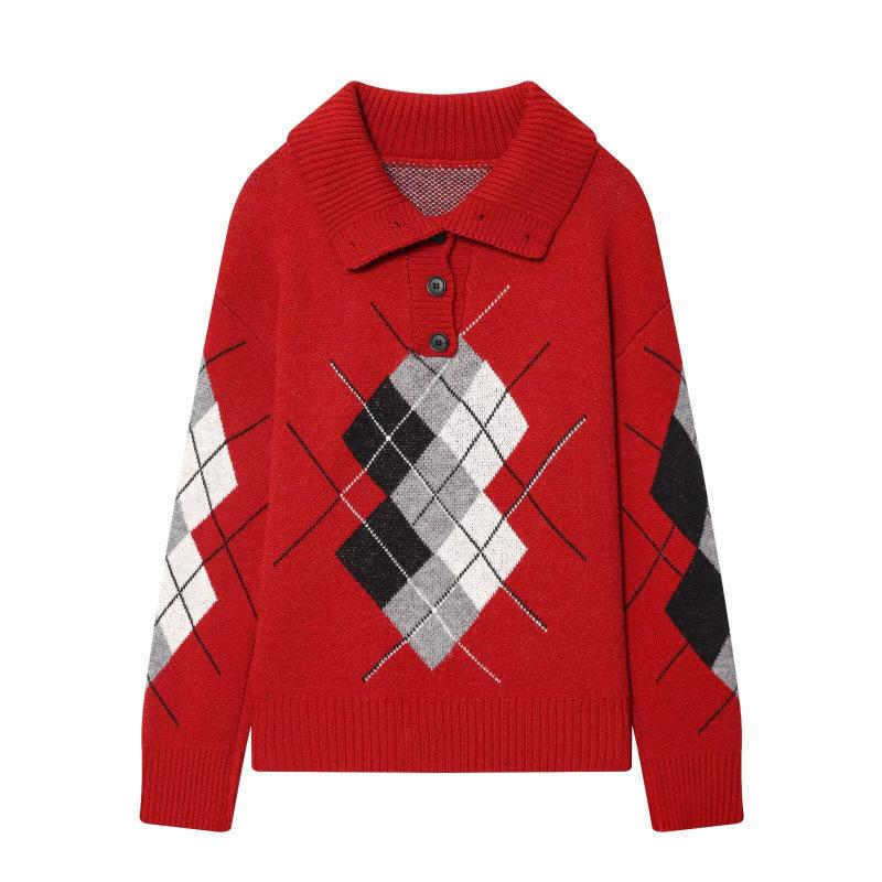 2026 Spring European & American Style Versatile Diamond Knitwear Small