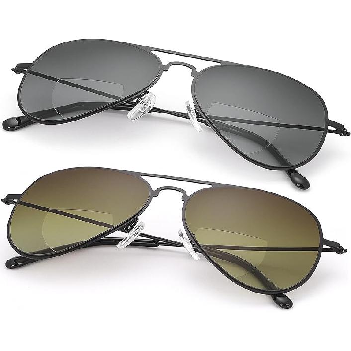 

2 пары бифокальных очков для чтения, солнцезащитные очки с защитой UV400, очки для чтения с блокировкой синего света, солнцезащитные очки для мужчин и женщин 3.5 x