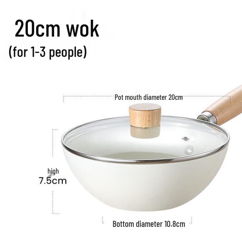 Lilang 20cm White Non-stick Iron Frying Pan