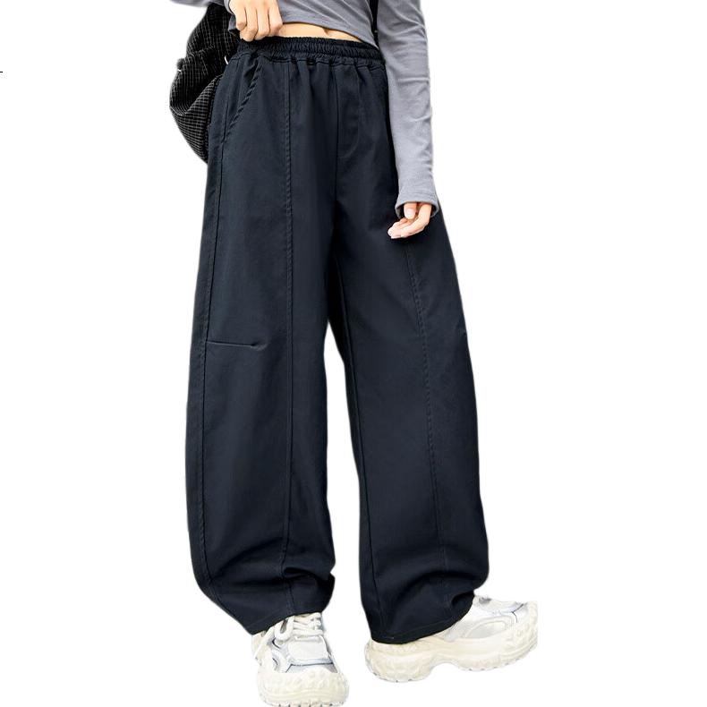 Follow Me Girls' Pants Spring Autumn New Trendy Casual Cargo Pants Loose Fit School Curved Pocket Pants Black 120