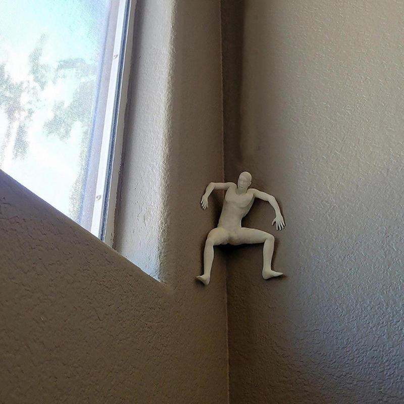 creative Figurine Wall Decor 3D Modern Adhesive Climbing Man Statue Sculpture Home Office Wall Art Ornament Climbing Enthusiasts