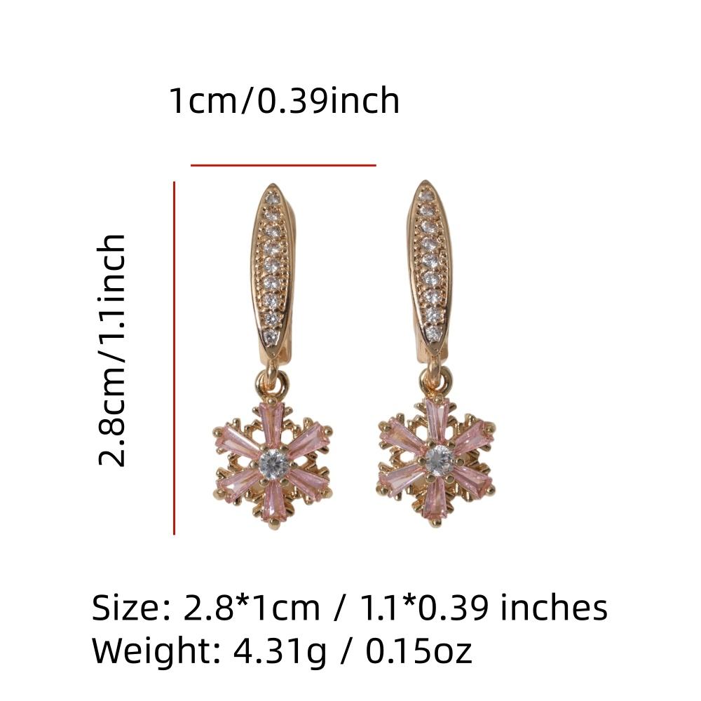 1 Pair Snowflakes Dangle Earrings for Women Zirconia Earring Jewelry Wedding Party Accessories