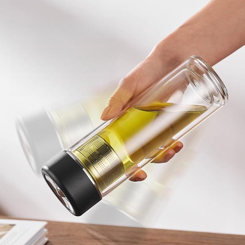 GIANXI Business Magnetic Glass Teacup Double Anti-Scalding Tea Separation Cup Office Portable Sealable Leak-Proof Tea Cups