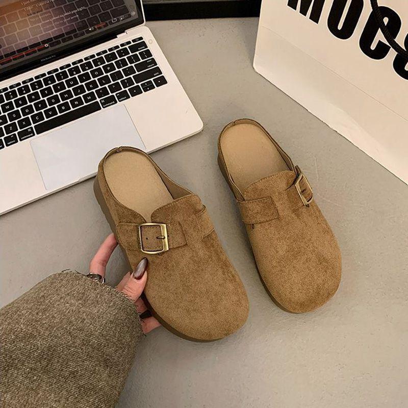 Spring and Autumn Birkenstock Shoes Are Not Tired, Non-slip Retro Feet, One Pedal, Soft-soled Bag Head and Half Slippers