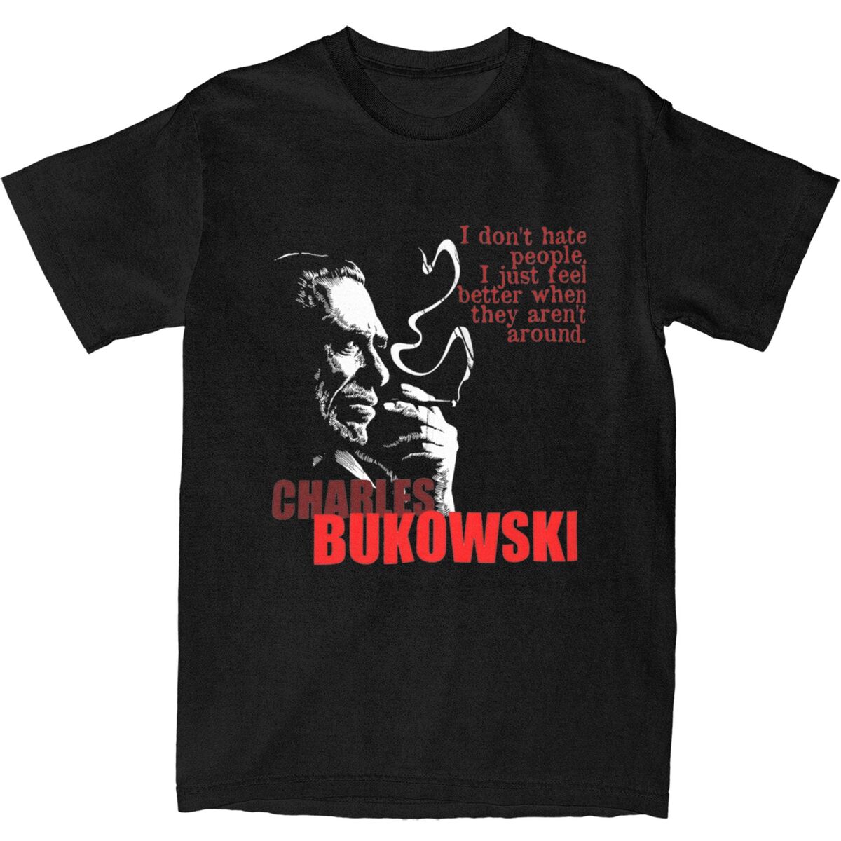 Berühmter Dichter Dichter Autor Charles Bukowski T-Shirt Sommer Tolle T-Shirts Baumwolle Hip Hop T-Shirt Für Männer Kurzarm-T-Shirts M bunt