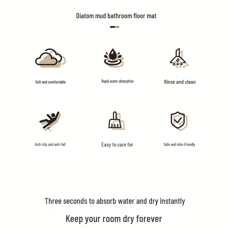 Quick-Dry Diatom Mud Bathroom Mat - Absorbent, Anti-Slip, Soft Foot Mat for Toilet & Entrance