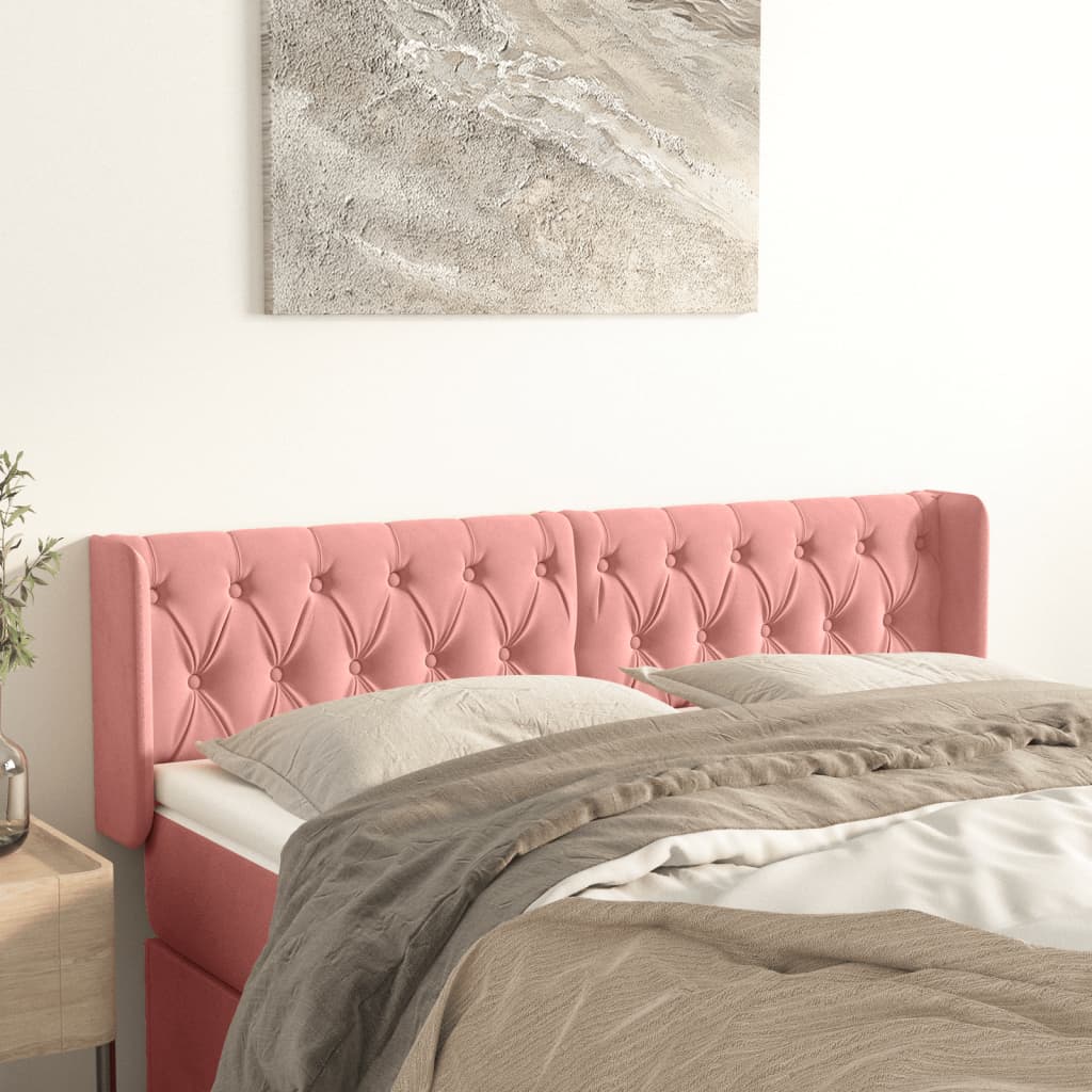 Headboard with Ears Pink 163 X 16 X 78 88 Cm Velvet