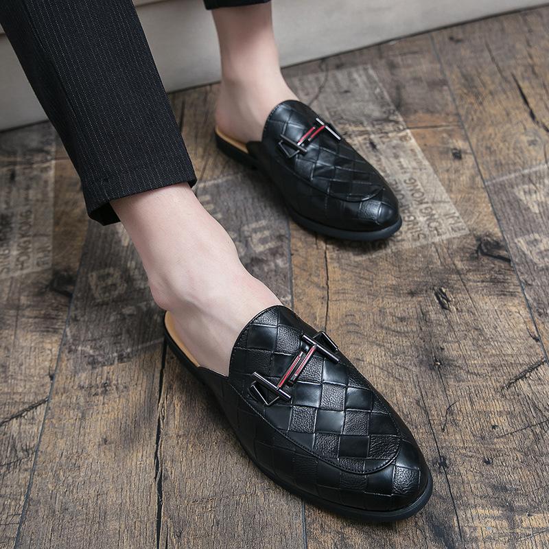

Мужская сумка большого размера, полуподнос, кожаные туфли с тиснением под крокодила, мужская обувь без каблука, корейская версия модных молодежных тапочек 38 чёрный