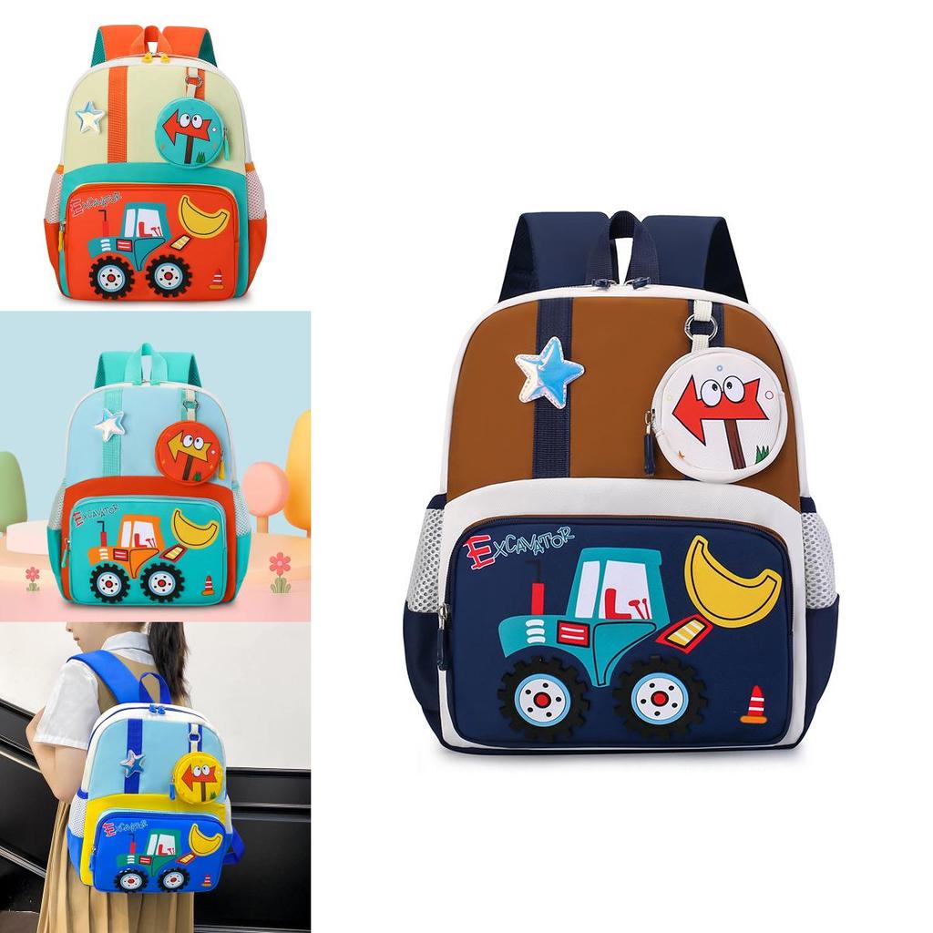 Childrens Nylon School Backpack With Cartoon Car Prints And Star Decor For Kindergarten Kids