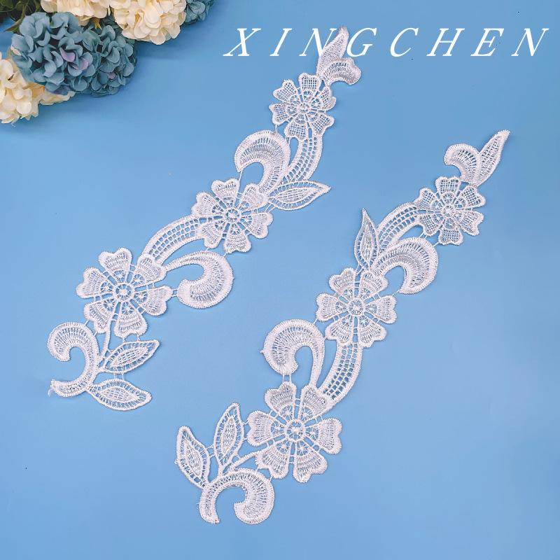 Polyester Embroidery Pair Of Flowers Lace Top Wedding Dress Diy Children'S Clothing Performance Clothing Accessories Lace