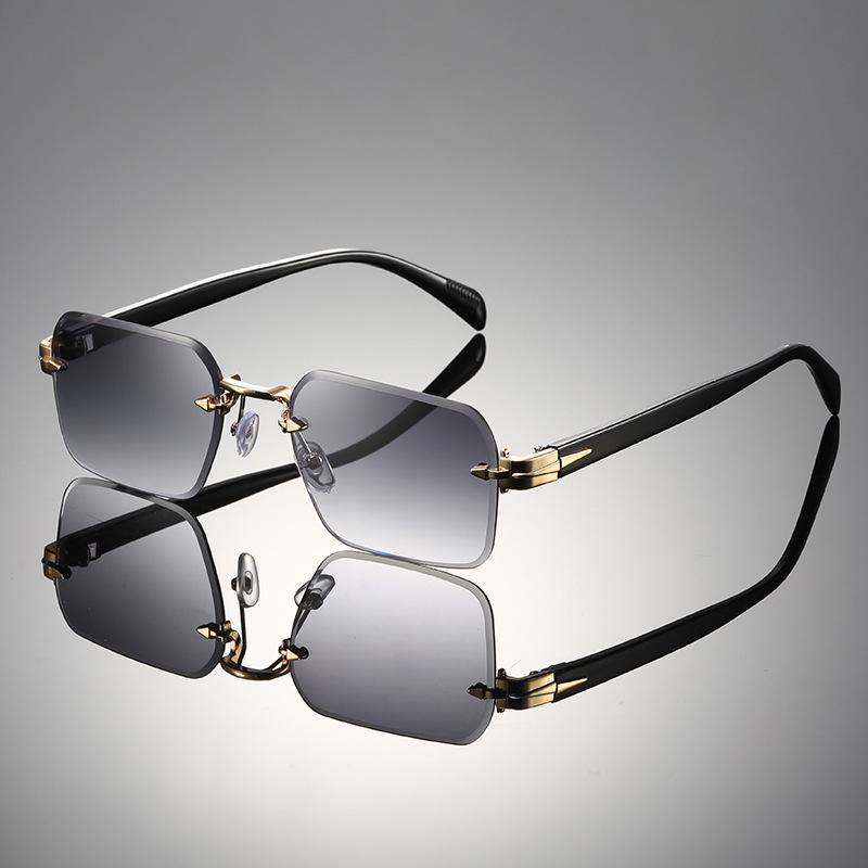 Gradient Frameless Reading Glasses & UV Protection Retro Square Sunglasses - Style 803