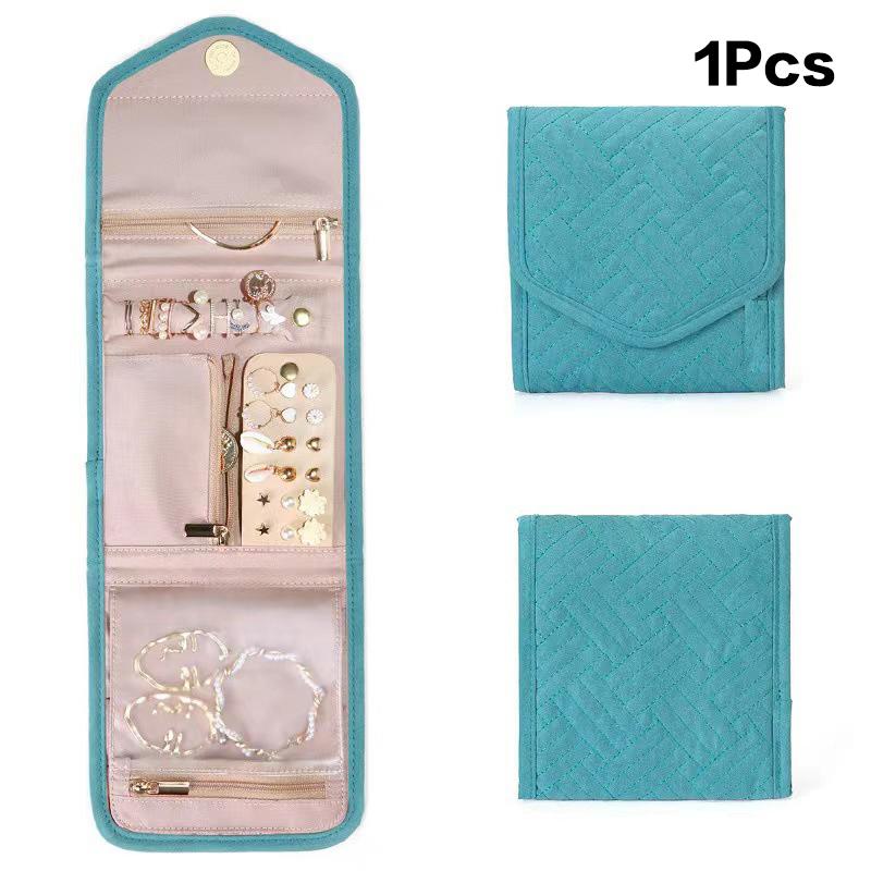Foldable Jewelry Case Roll Travel Jewelry Organizer Portable For Journey Earrings Rings Diamond Necklaces Brooches Storage Bag