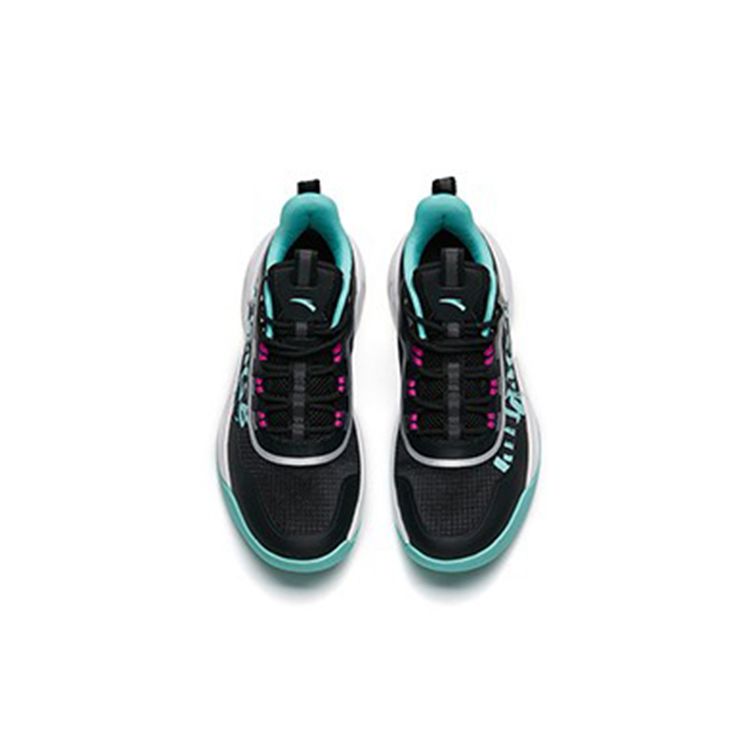 Anta Youth  Non-Slip Shock Absorbing Durable Mid-Top Basketball Shoes Kids Sneakers Black Silver Blue 312221111-3