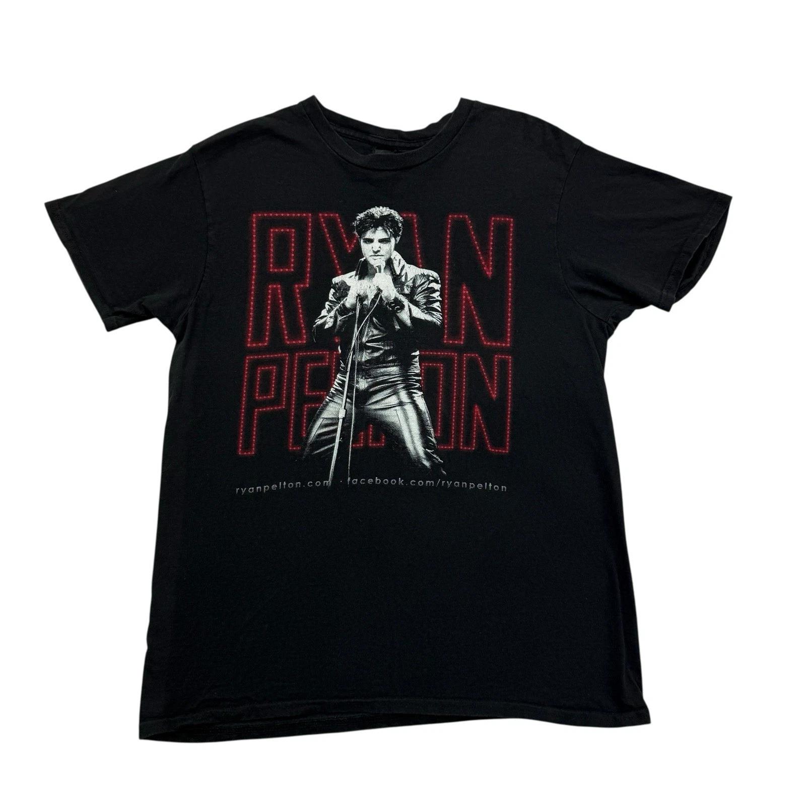 Ryan Pelton Shirt Mens Medium M Black Elvis Impersonator Short Sleeve Music XL