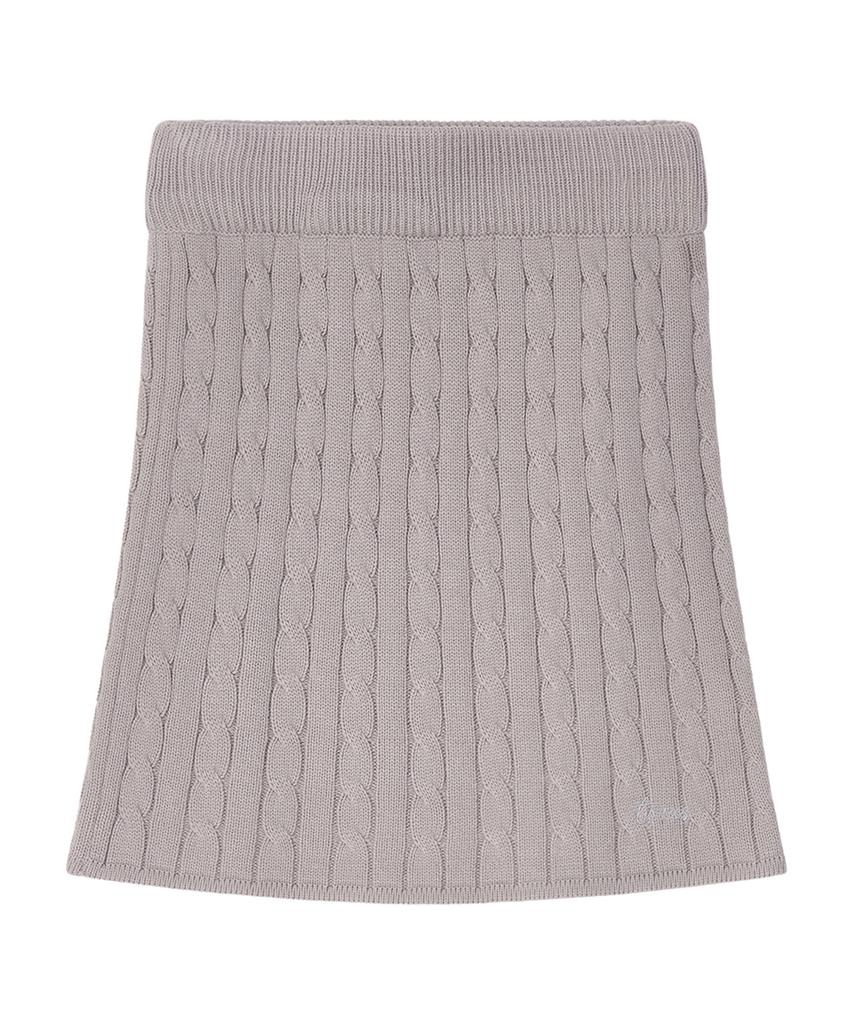 Tobaseu Wool Cable Knit Mini Skirt (Gray)