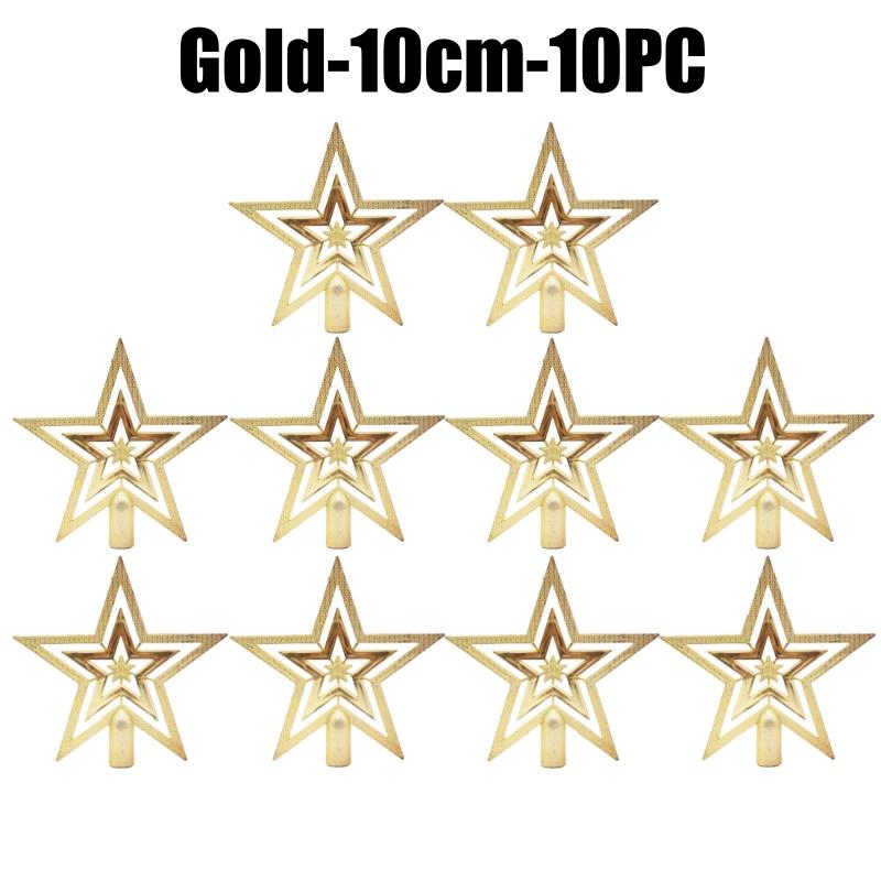 Christmas Tree Topper Star Shiny Glitter Ornament for Xmas Tree Decorations Hanging Pendant Home Holiday Party Supplies