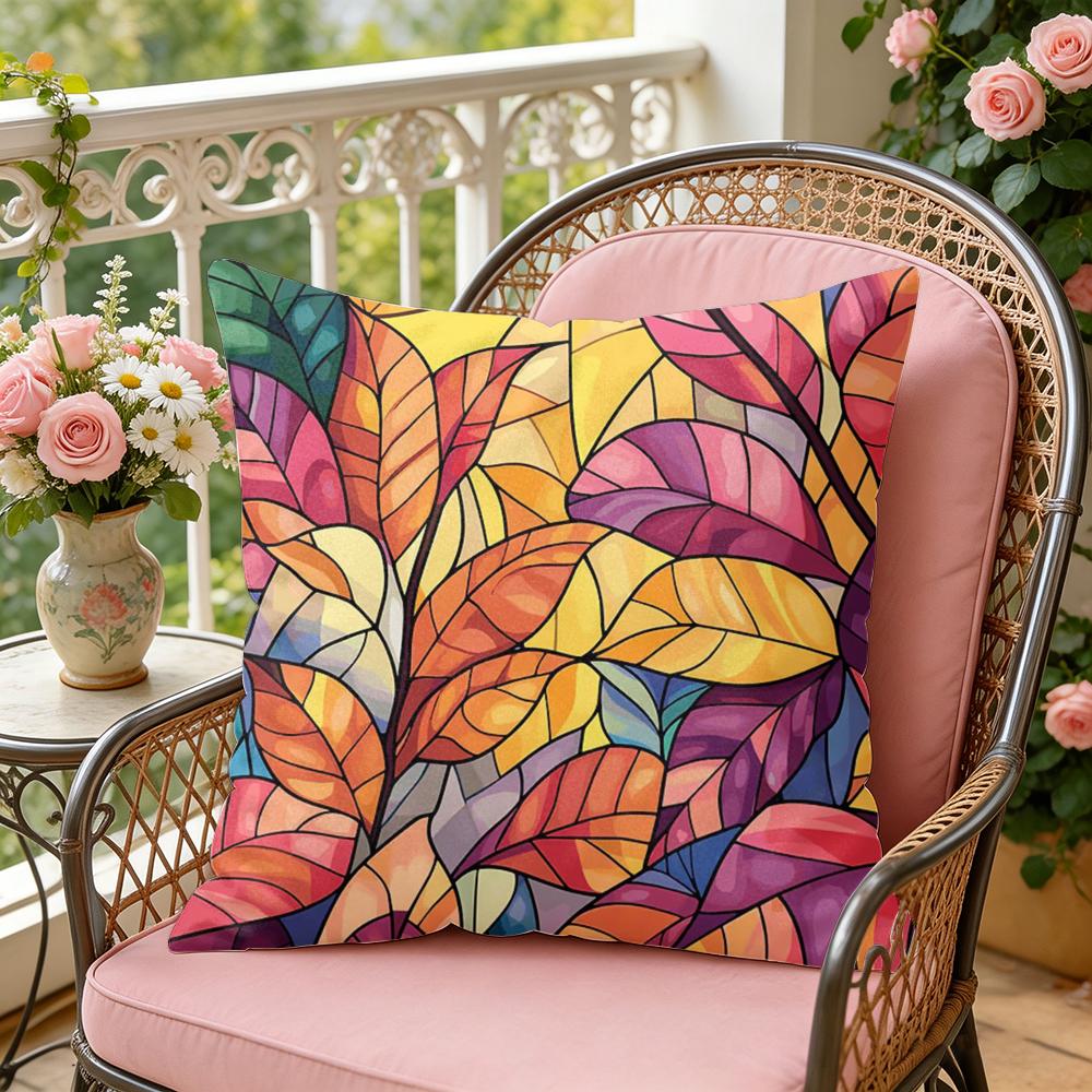 Classic Leaf Glass Cushion Cover Soft Plush Throw Pillow Cover  DoubleSided Decorative Cushion Case  Sofa Bedroom Home Decor