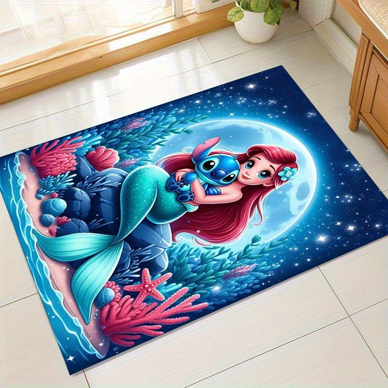 1pc. Magical Mermaid & Stitch Underwater Scene Rug - Home Decor Carpet, Office Mat, Chair Cover, Outdoor Blanket, Gift for z049025 60cm by 90cm