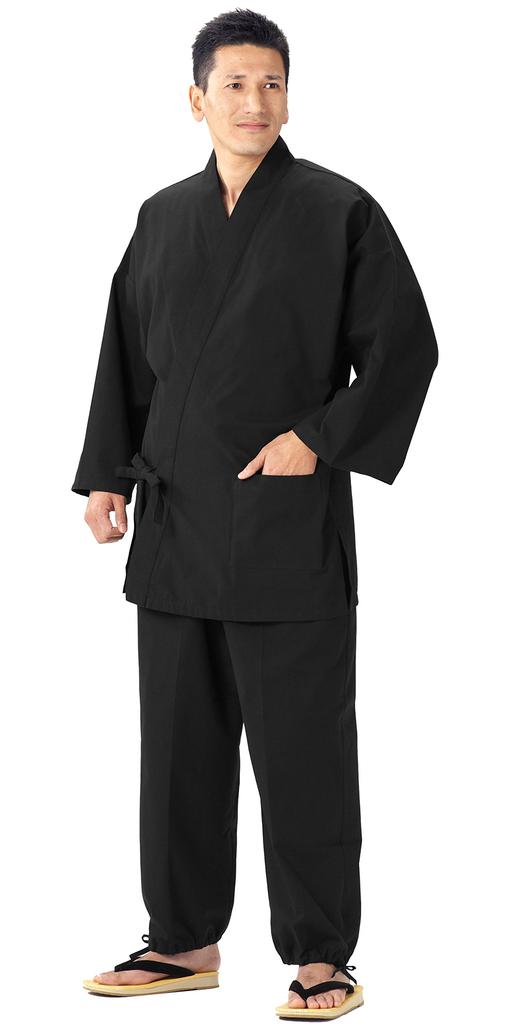 Watanosato Kurume Samue Japanese-made Tsumugi-woven (S, Black)