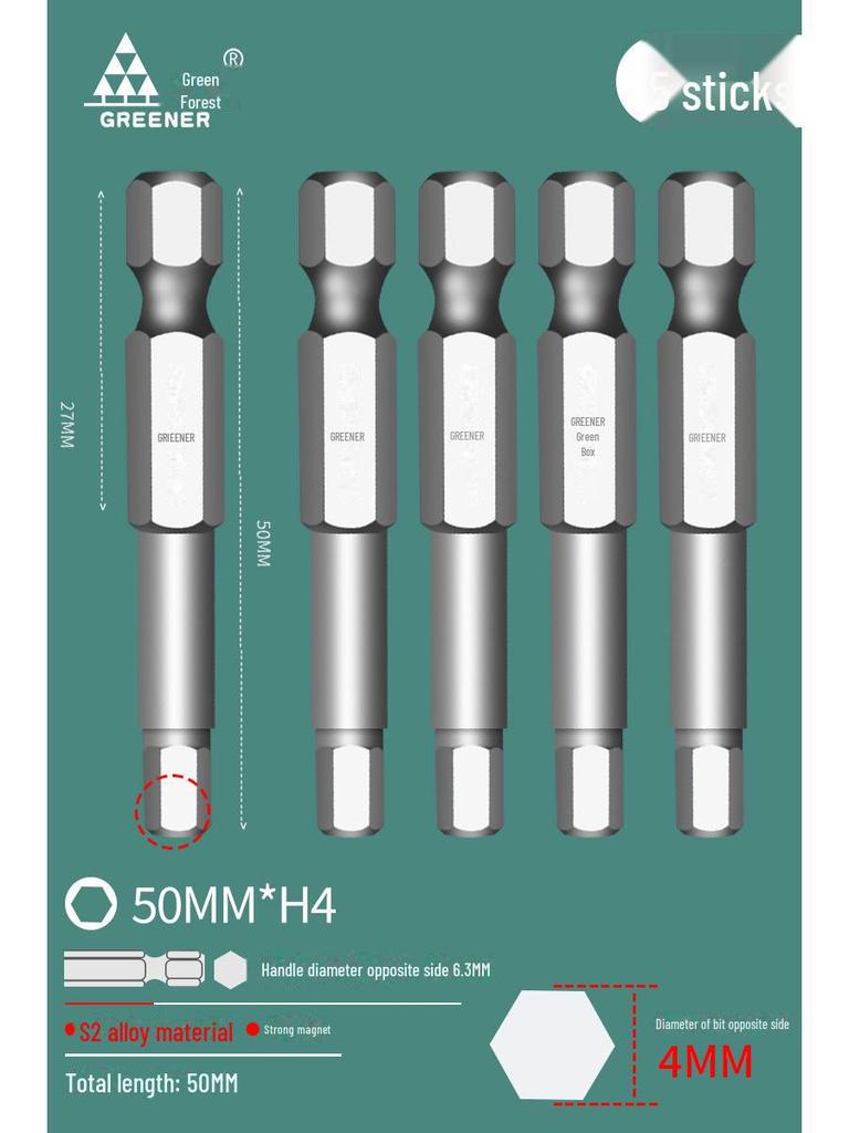 Green Forest Tungsten Steel Hex Wrench & Drill Set with Magnetic Hex Head