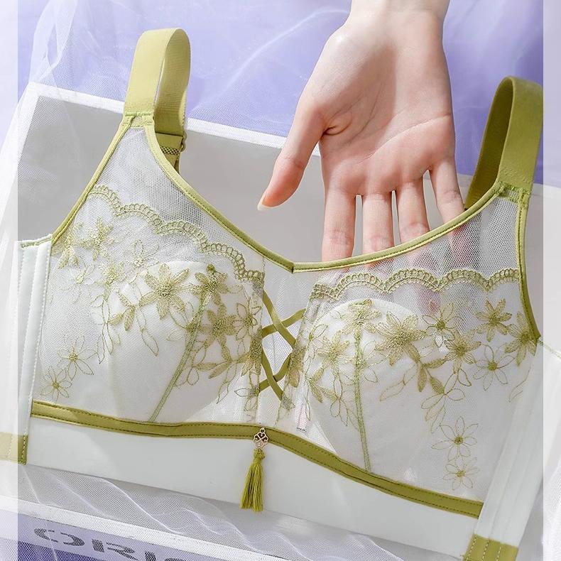 Thin Bra with Rabbit Ear Cup Full Cup Design Thin Bra Without Steel Ring Double Breasted Bra