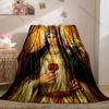 1PC Crowned icon with lilies Print Blanket Warm Soft Fluffy Kids and Adult Sofa Bed Throw Blanket Outdoor Travel Camping RV