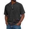 Men's Light Blue Denim Henley Short Sleeve Shirt