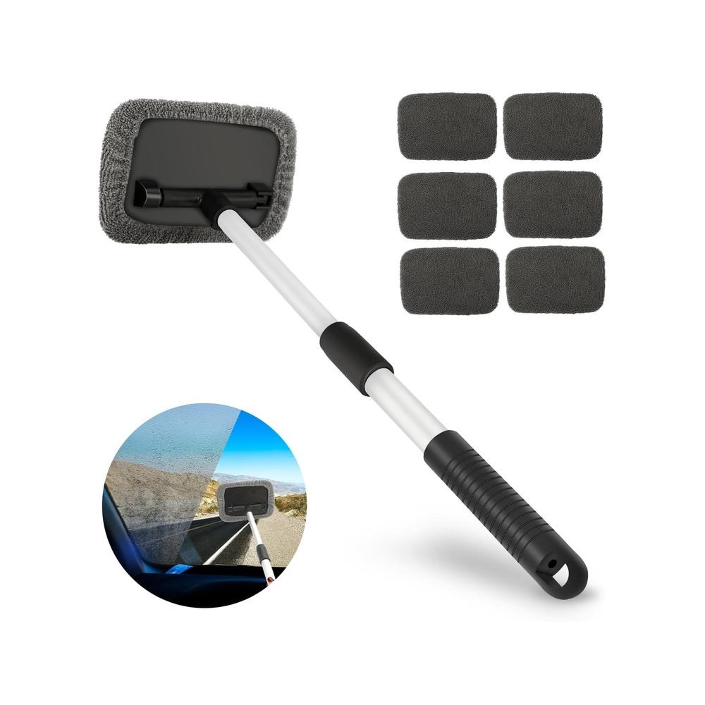 

Windshield Cleaner Car Window Cleaner Auto Window Cleaning Tool with Extendable Handle 6 Reusablecrofiber Pads for Car Interior Exterior Glass Wiper