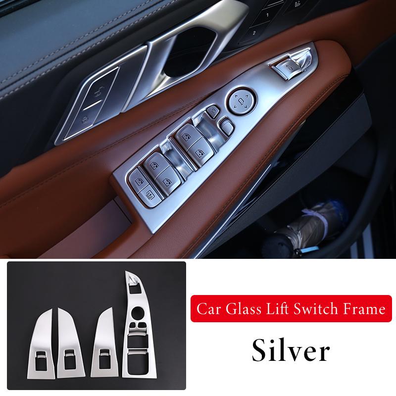ABS Chrome/Carbon Fiber Car Window Lift Button Frame Trim Accessories For BMW X5 G05 X7 G07 2019-2026  Left Hand Drive